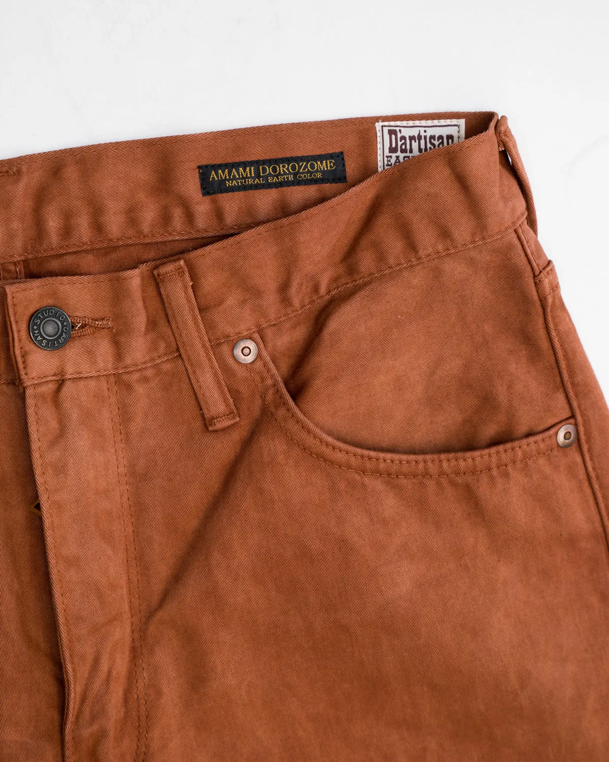 1852S - "Amami Dorozome" Relaxed Tapered Mud Dyed Eastern Jeans - Brown