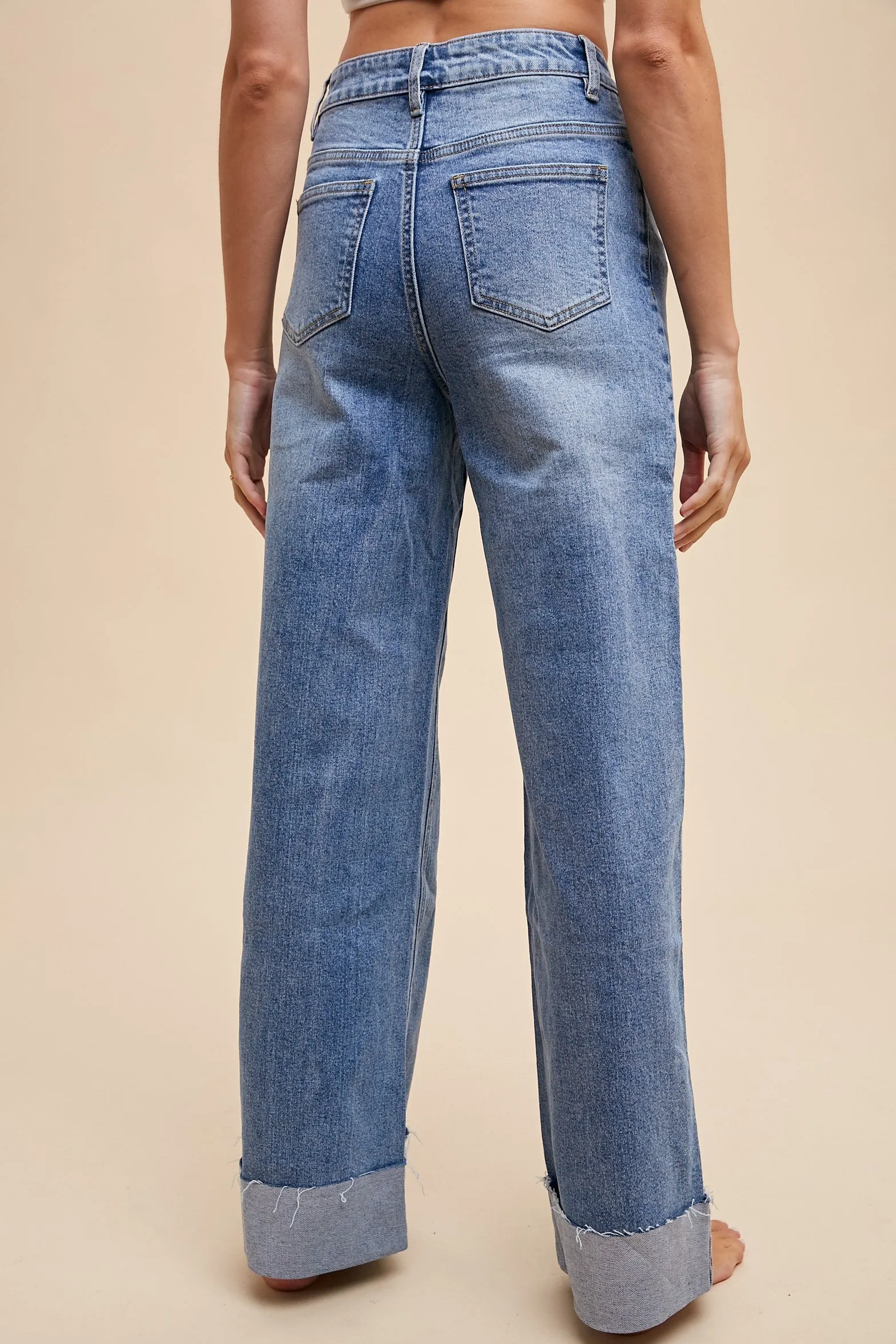 90's Stretch Cuffed Medium Straight Jeans