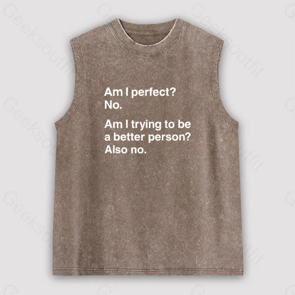 Am I Perfect No Unisex Washed Tank