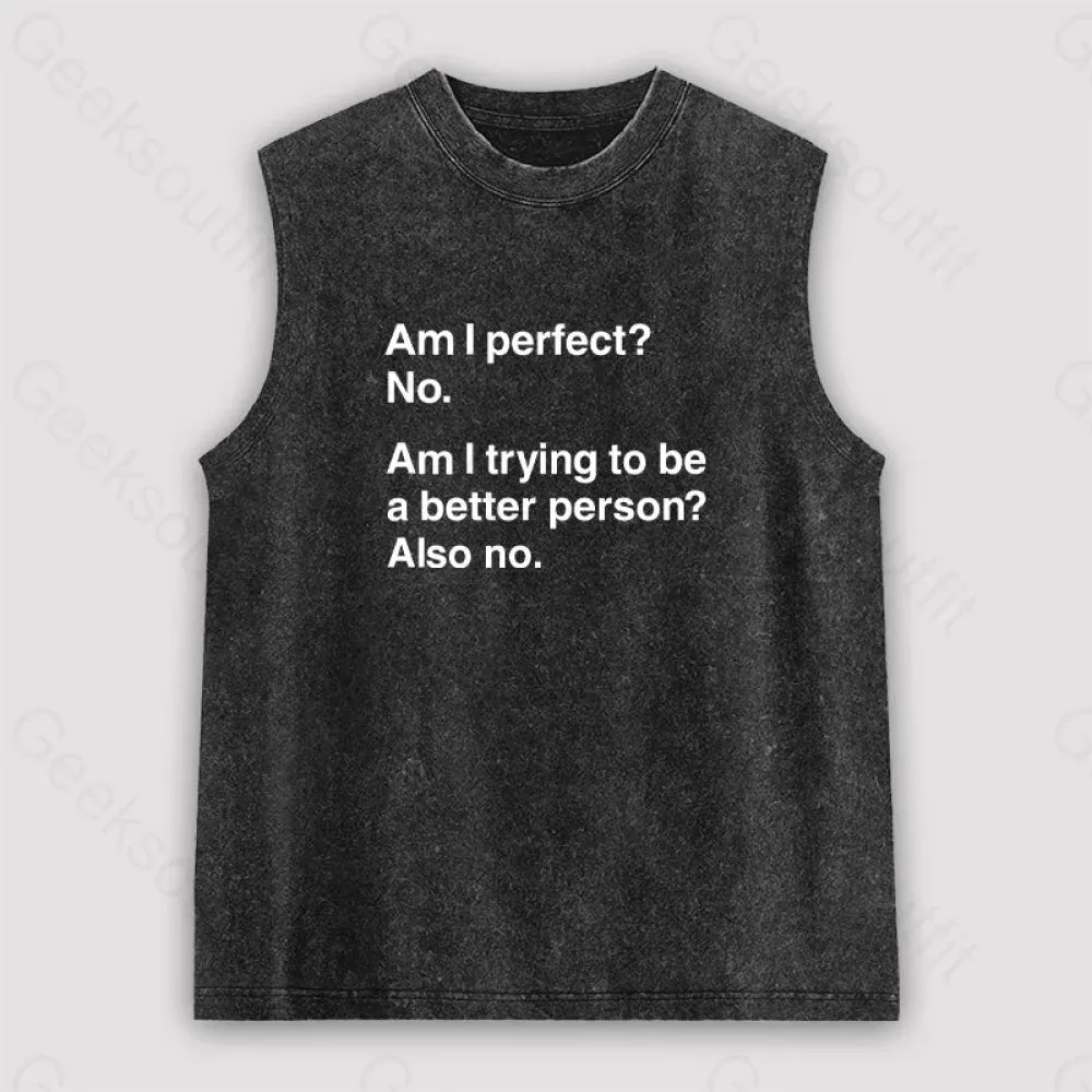 Am I Perfect No Unisex Washed Tank