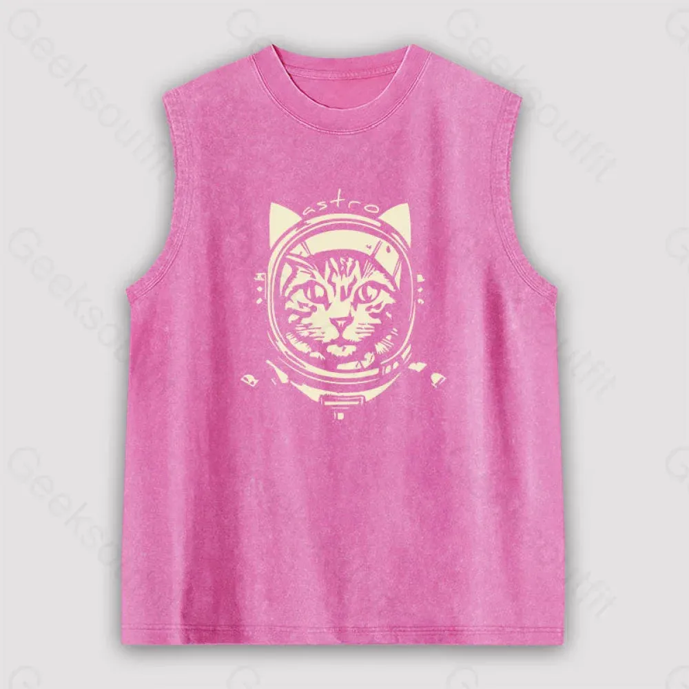 Astro Cat Unisex Washed Tank