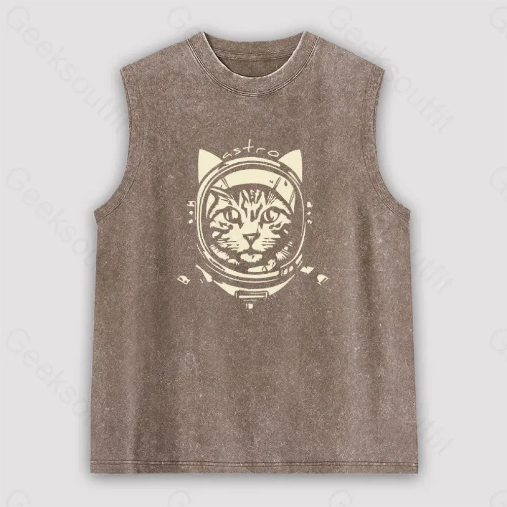 Astro Cat Unisex Washed Tank