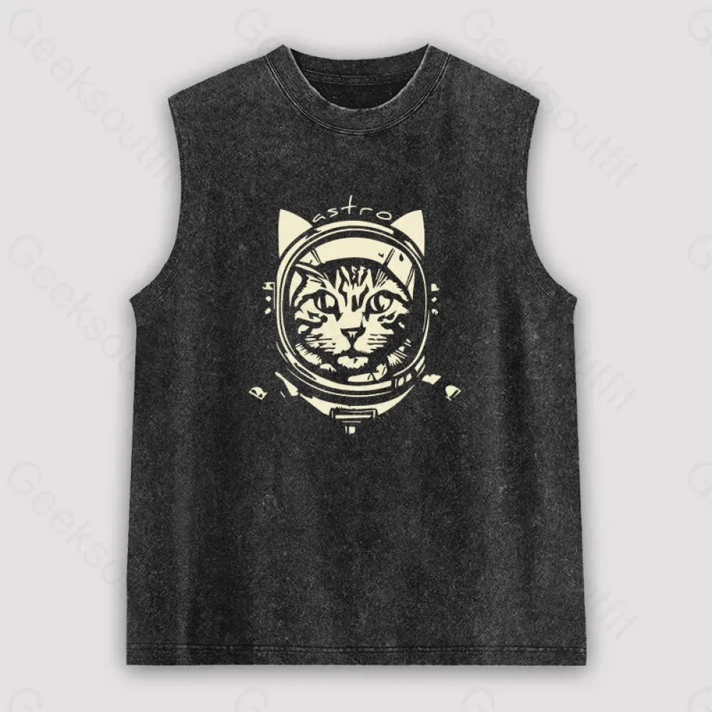 Astro Cat Unisex Washed Tank