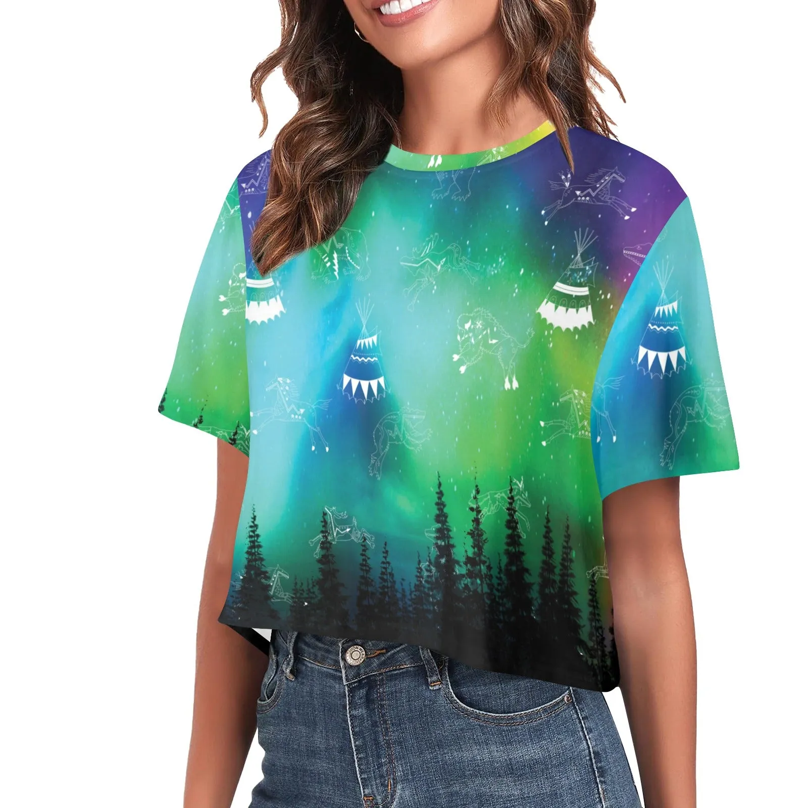 Aurora Medicine Animals Women's Cropped T-shirt