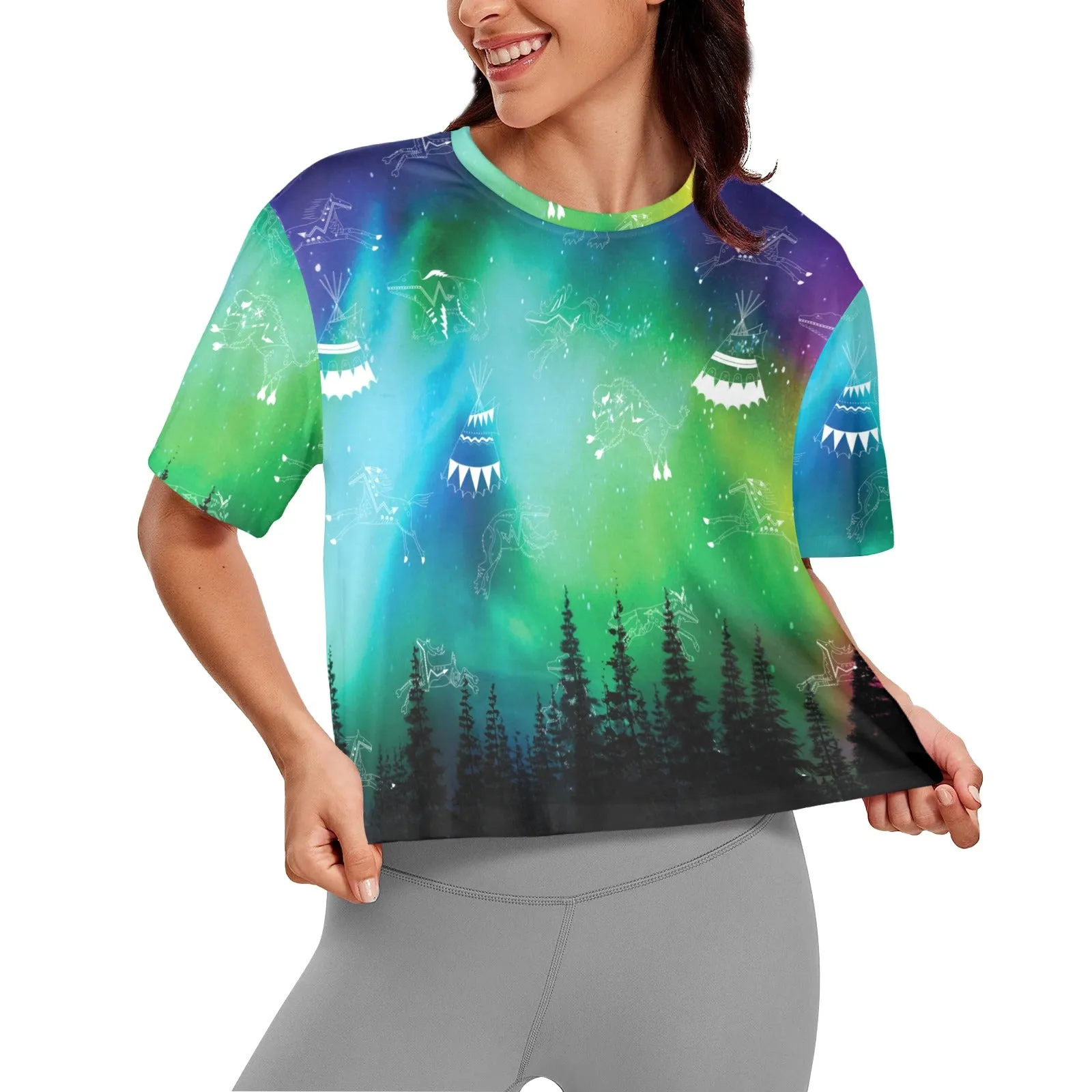 Aurora Medicine Animals Women's Cropped T-shirt