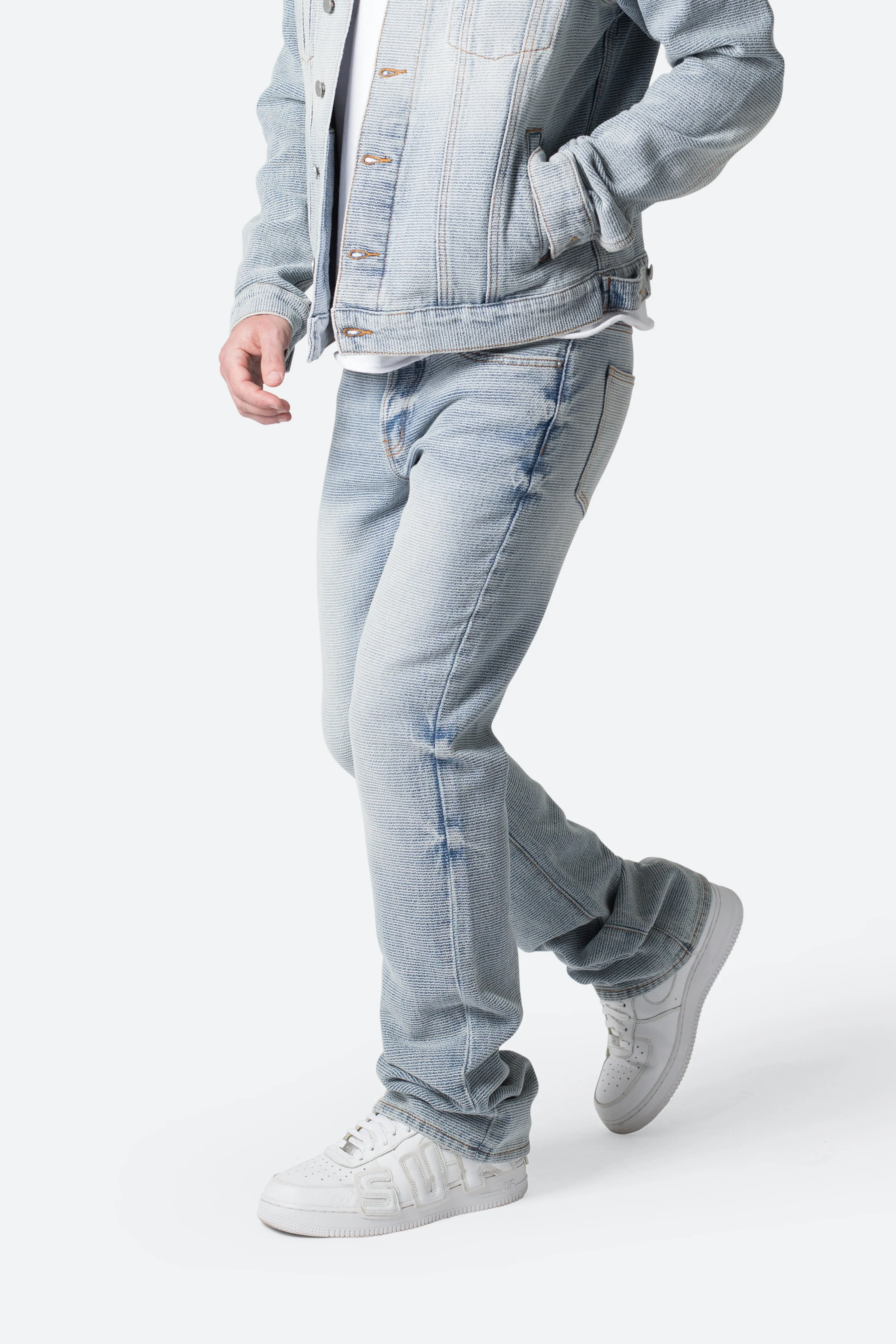 B575 Western Crosshatch Flare Denim - Blue