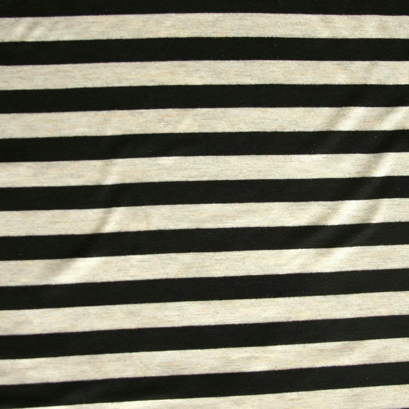 Black/Biege Stripe Bamboo Lycra Knit Fabric