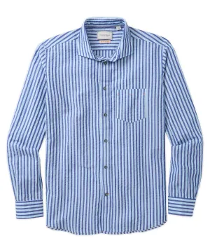 Bold Stripe Seersucker Long-Sleeve Sport Shirt