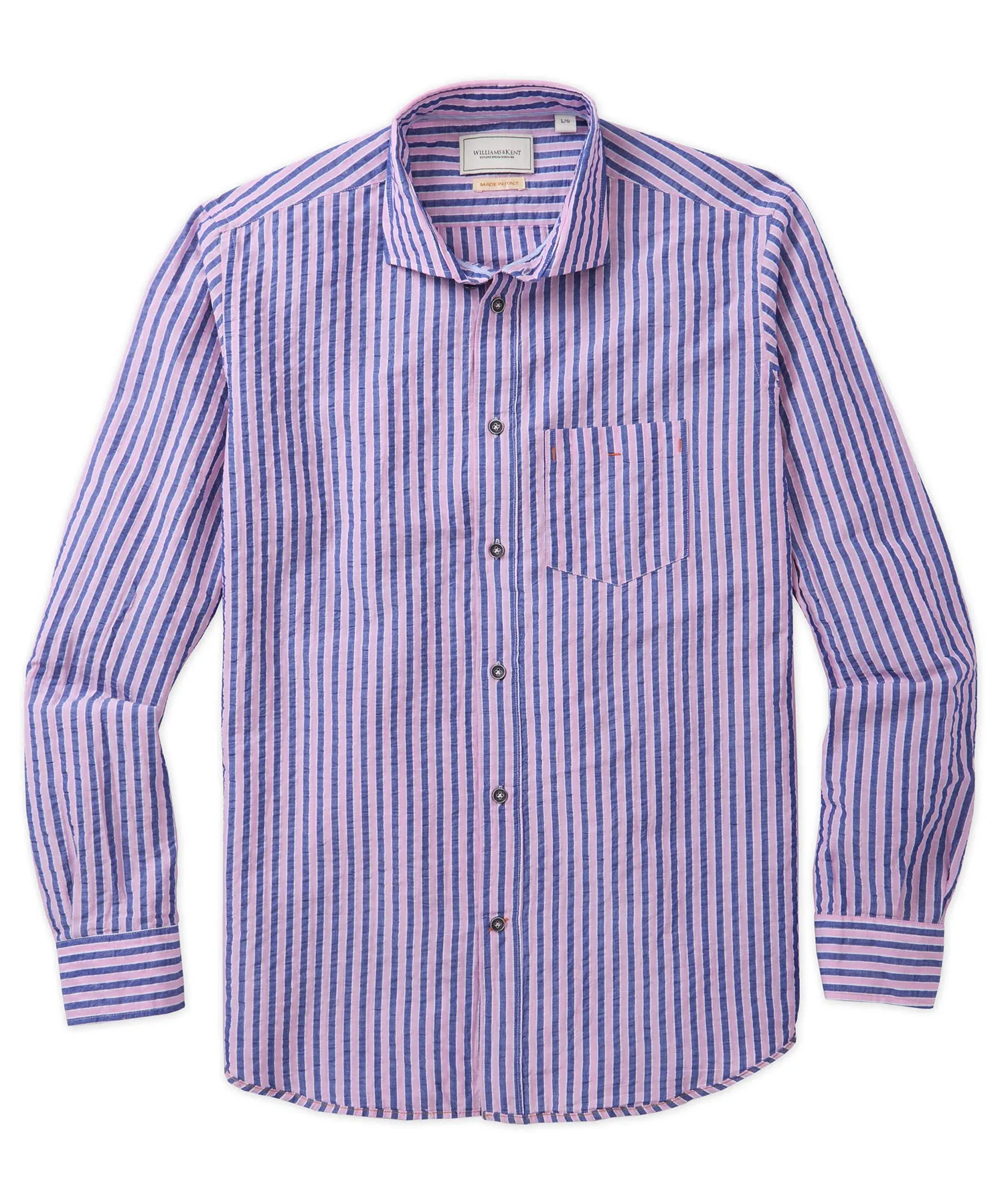 Bold Stripe Seersucker Long-Sleeve Sport Shirt