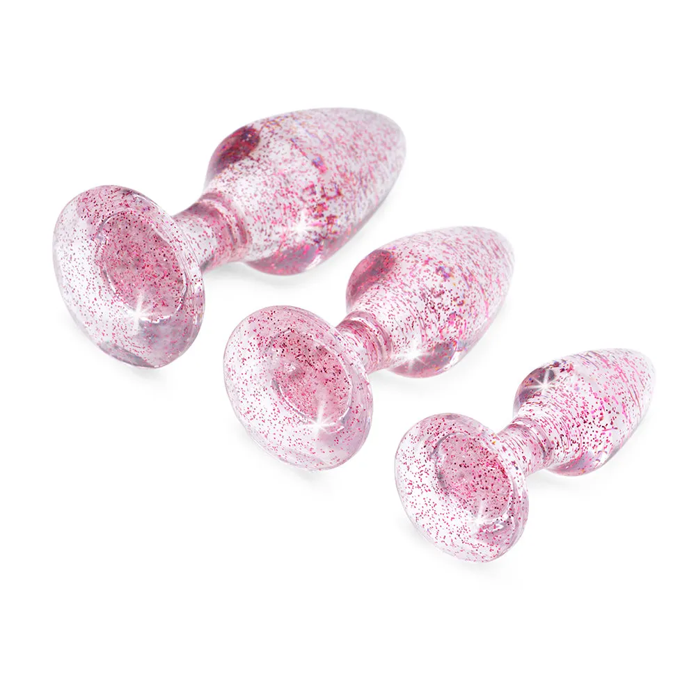 Booty Sparks Glitter Gem Anal Plug Set Pink