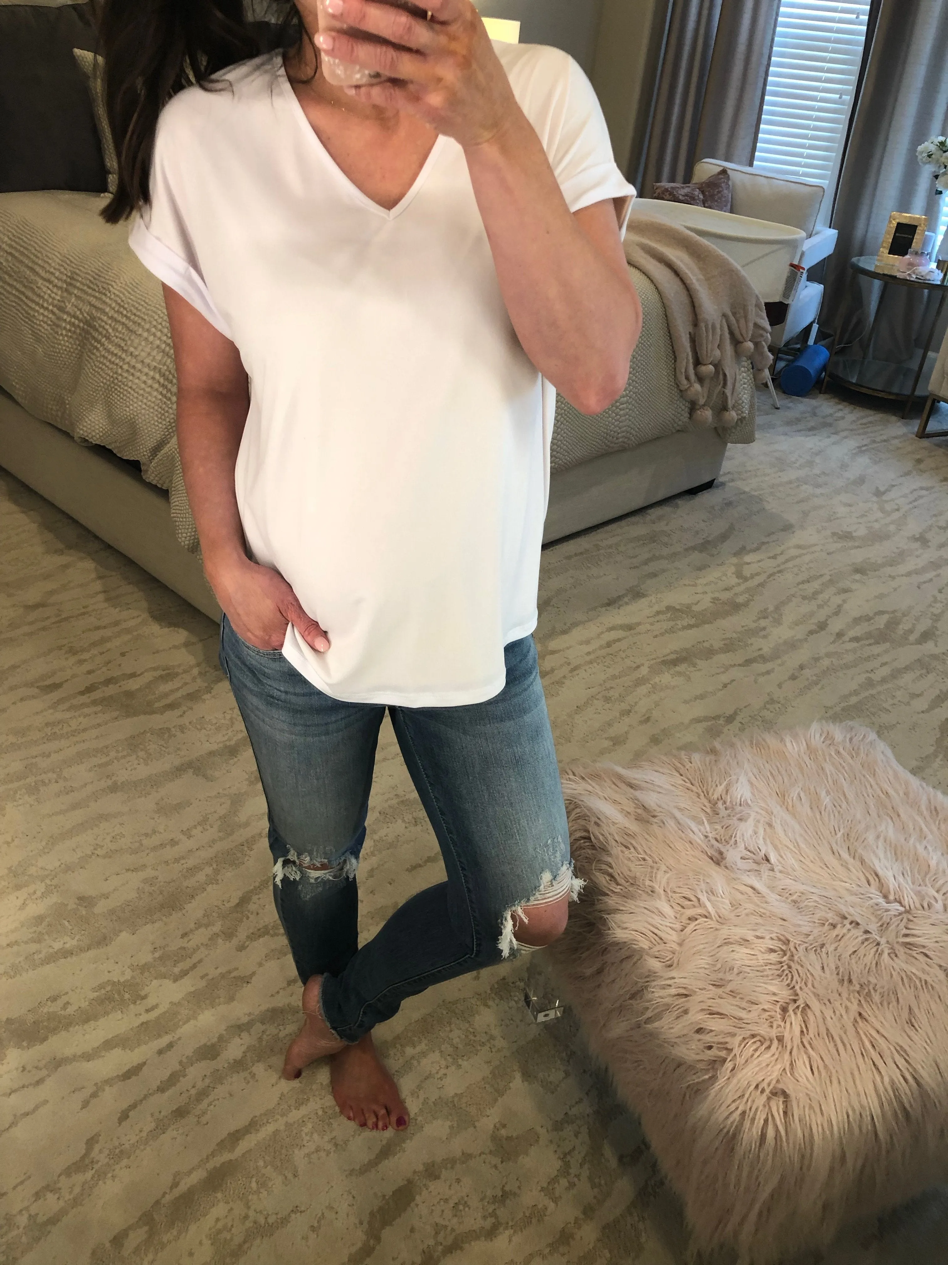 Brigitte Brianna Non-See-Through White Blouse Tee