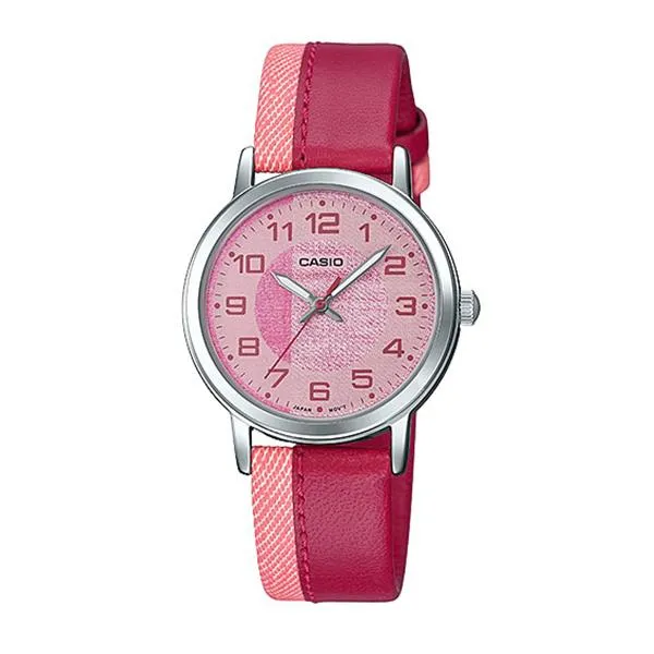 Casio Ladies' Standard Analog Pink Leather Band Watch LTPE159L-4B LTP-E159L-4B