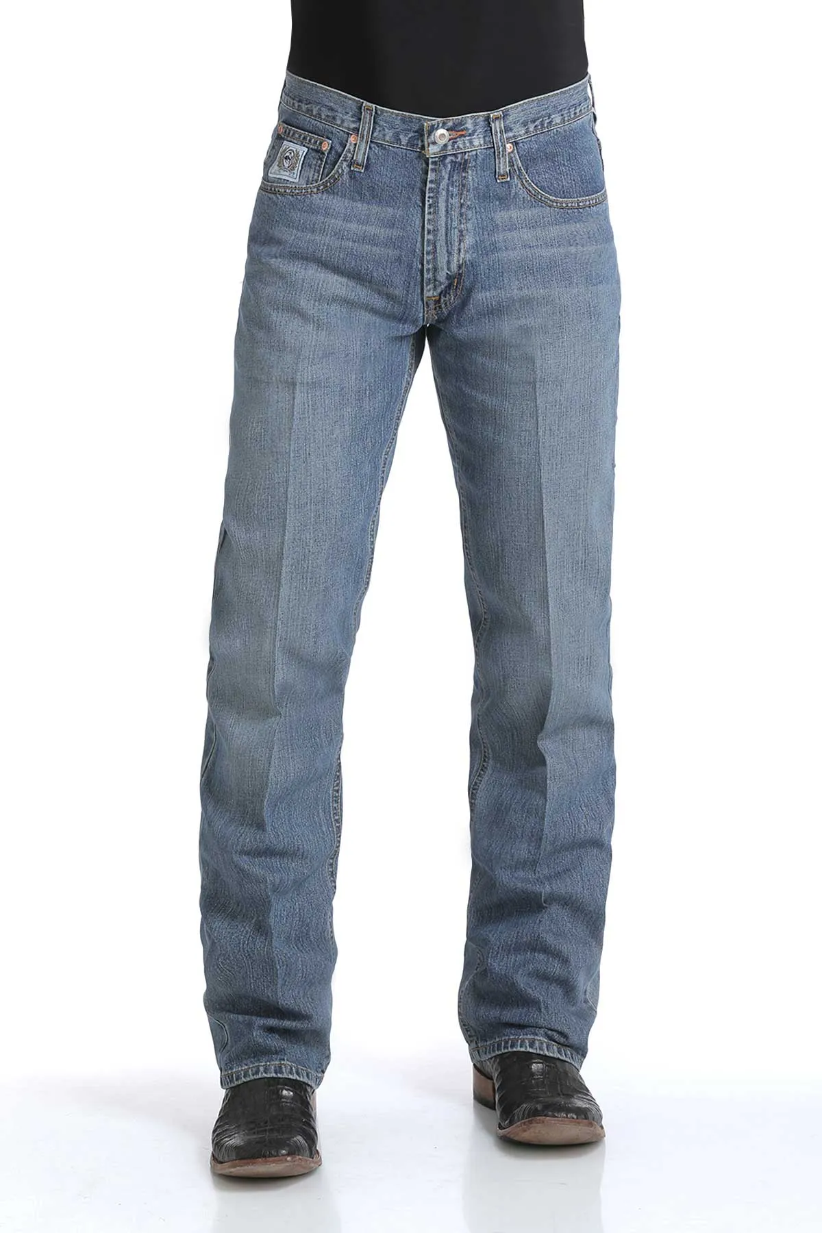 Cinch Men's White Label Relaxed Straight Jean in Medium Stonewash