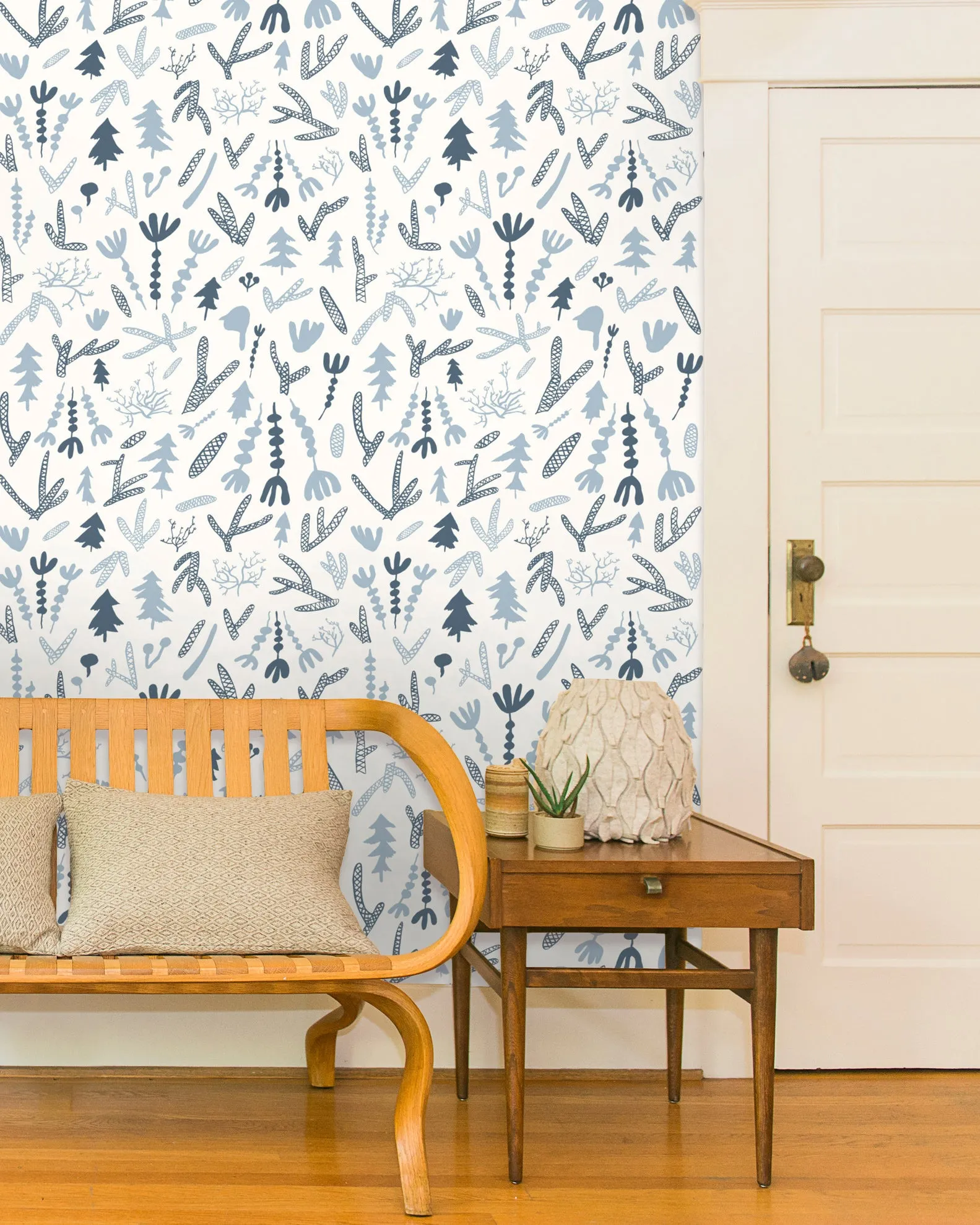 Cle Elum - Denim on Denim on Cream - Residential Wallpaper