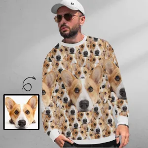 Custom Seamless Face Pet Dog Loose Sweatshirt Personalized Face All Over Print Crewneck Loose Sweatshirt