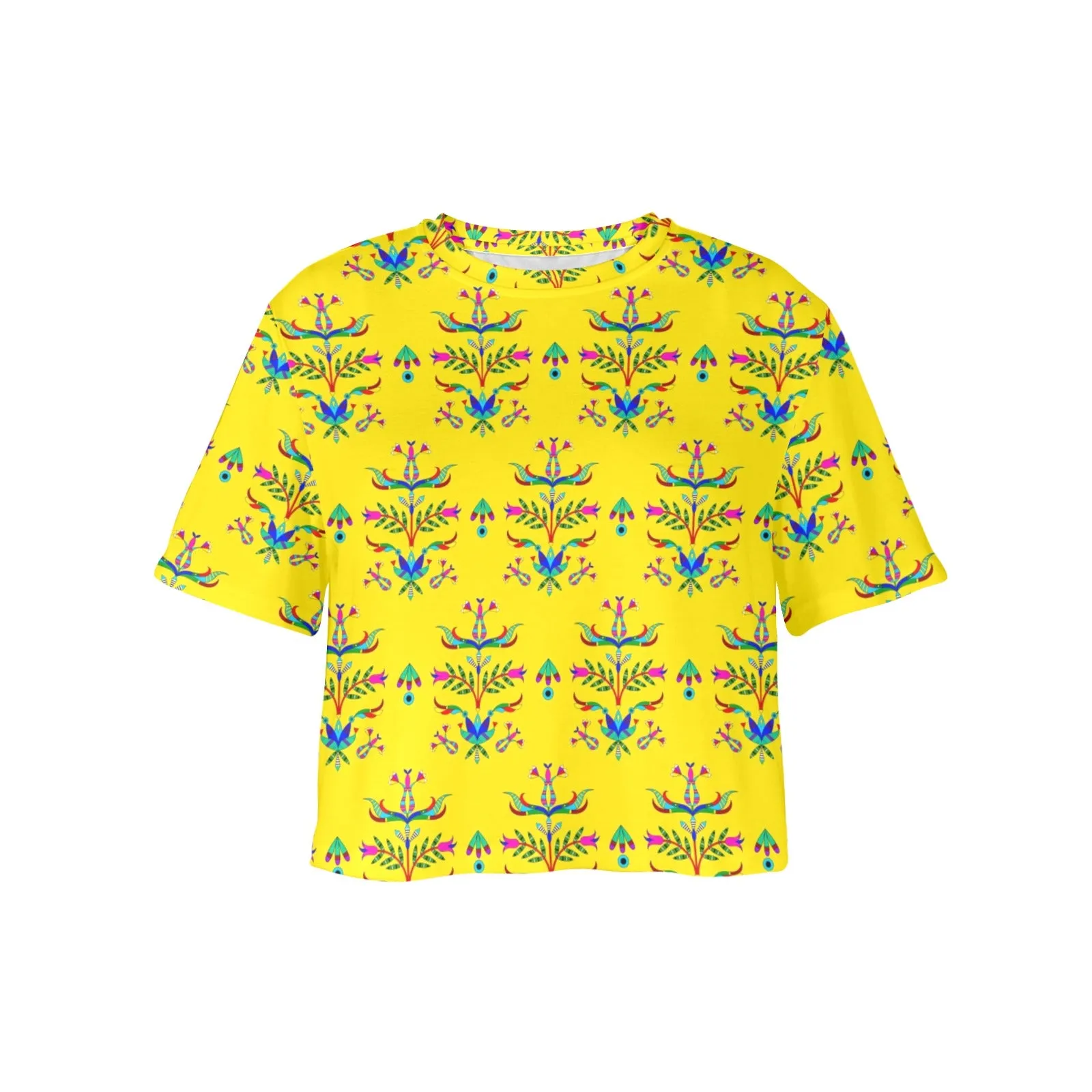 Dakota Damask Yellow Women's Cropped T-shirt