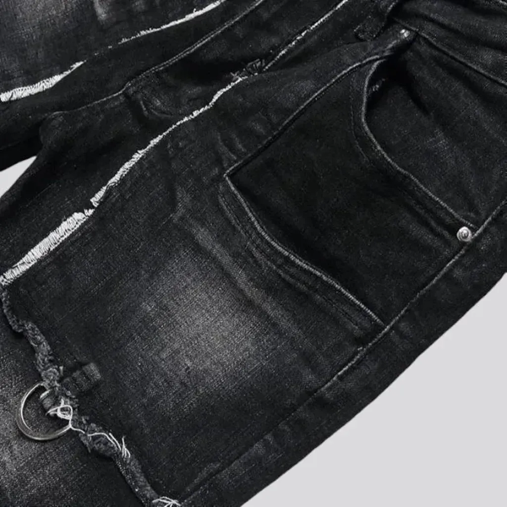 Damaged men's mid-waisted jeans