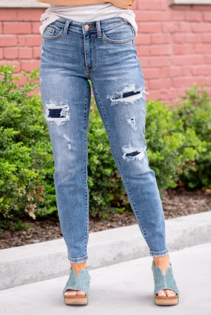 Denim Patch Mid Rise Relaxed Fit