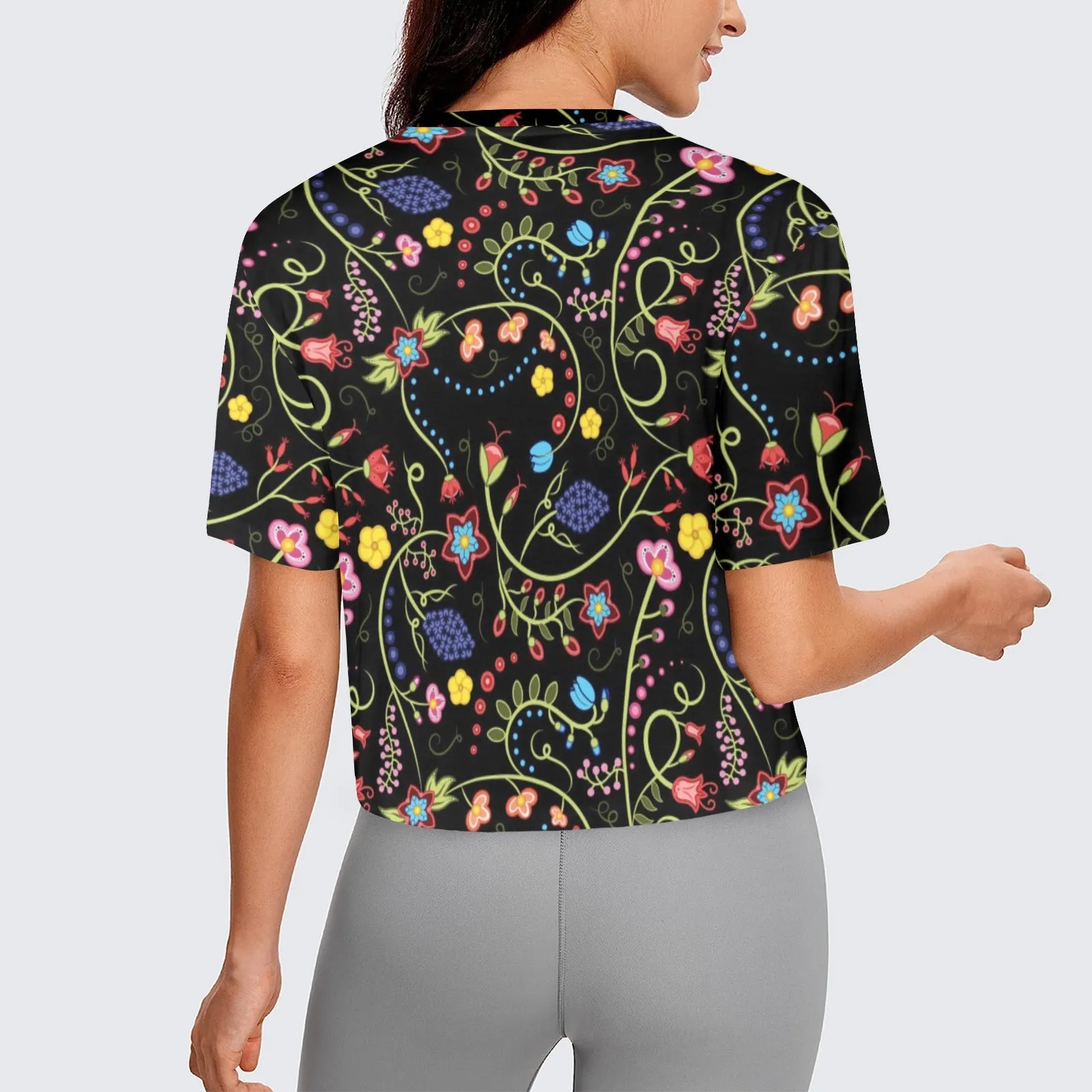 Fresh Fleur Midnight Women's Cropped T-shirt