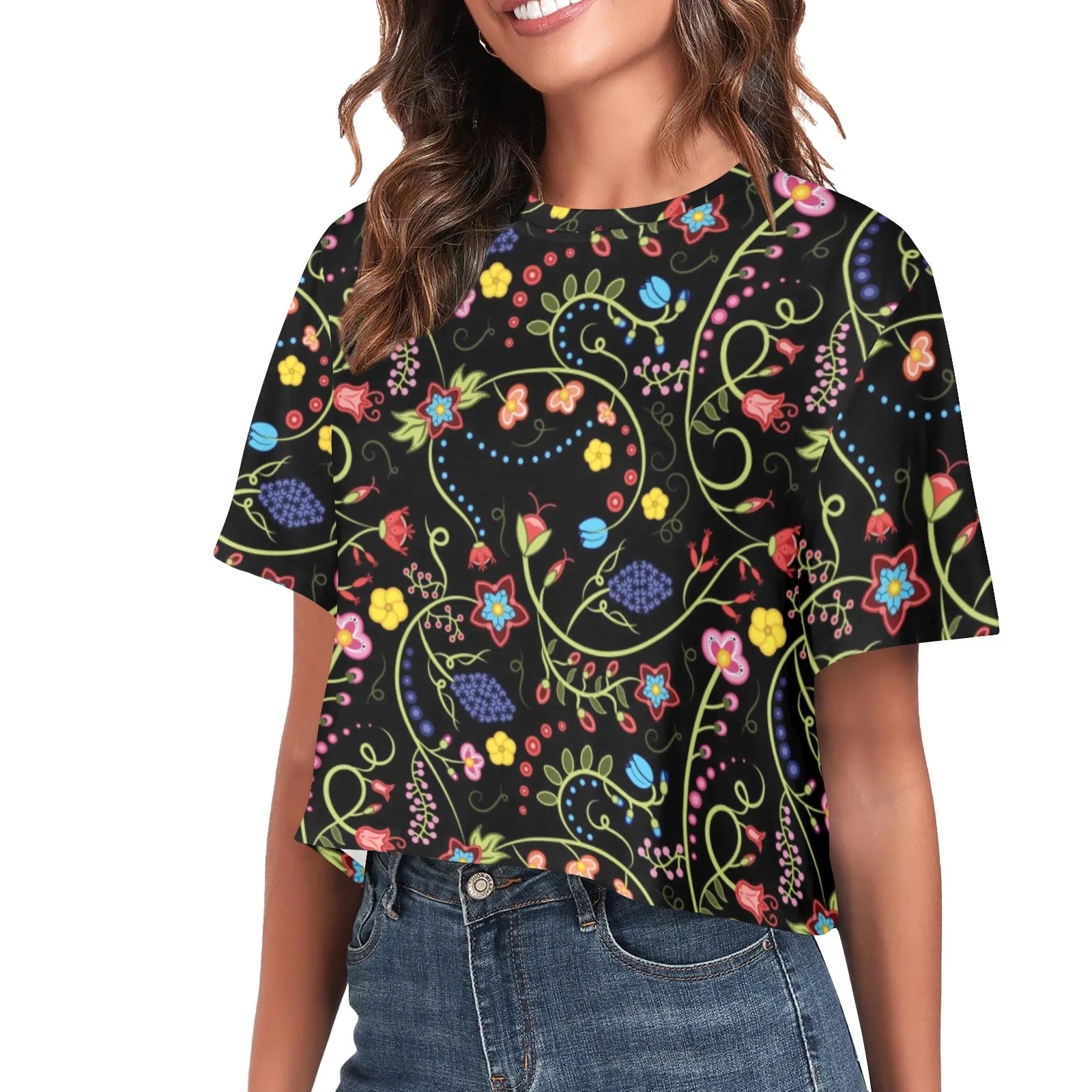 Fresh Fleur Midnight Women's Cropped T-shirt