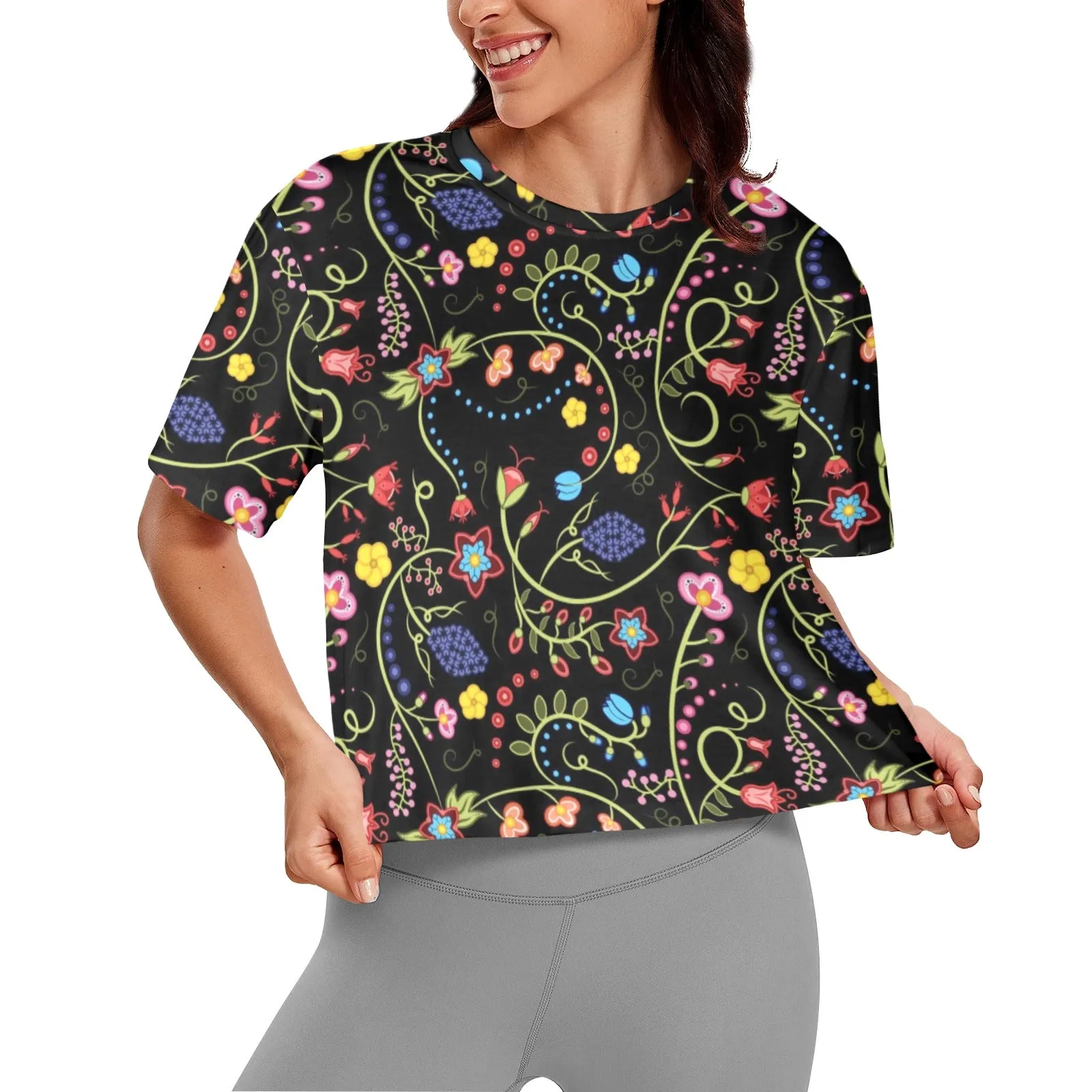 Fresh Fleur Midnight Women's Cropped T-shirt