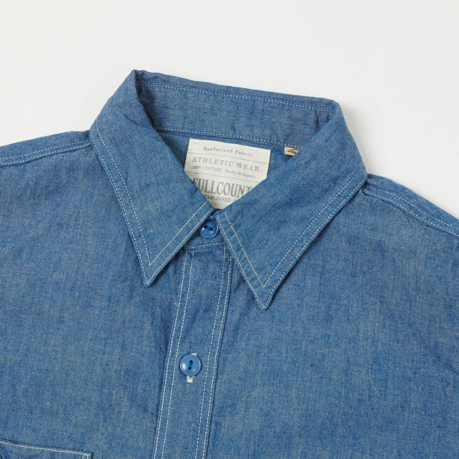 Full Count 4810-22 5oz Original Selvedge Chambray Shirt - Mid Blue