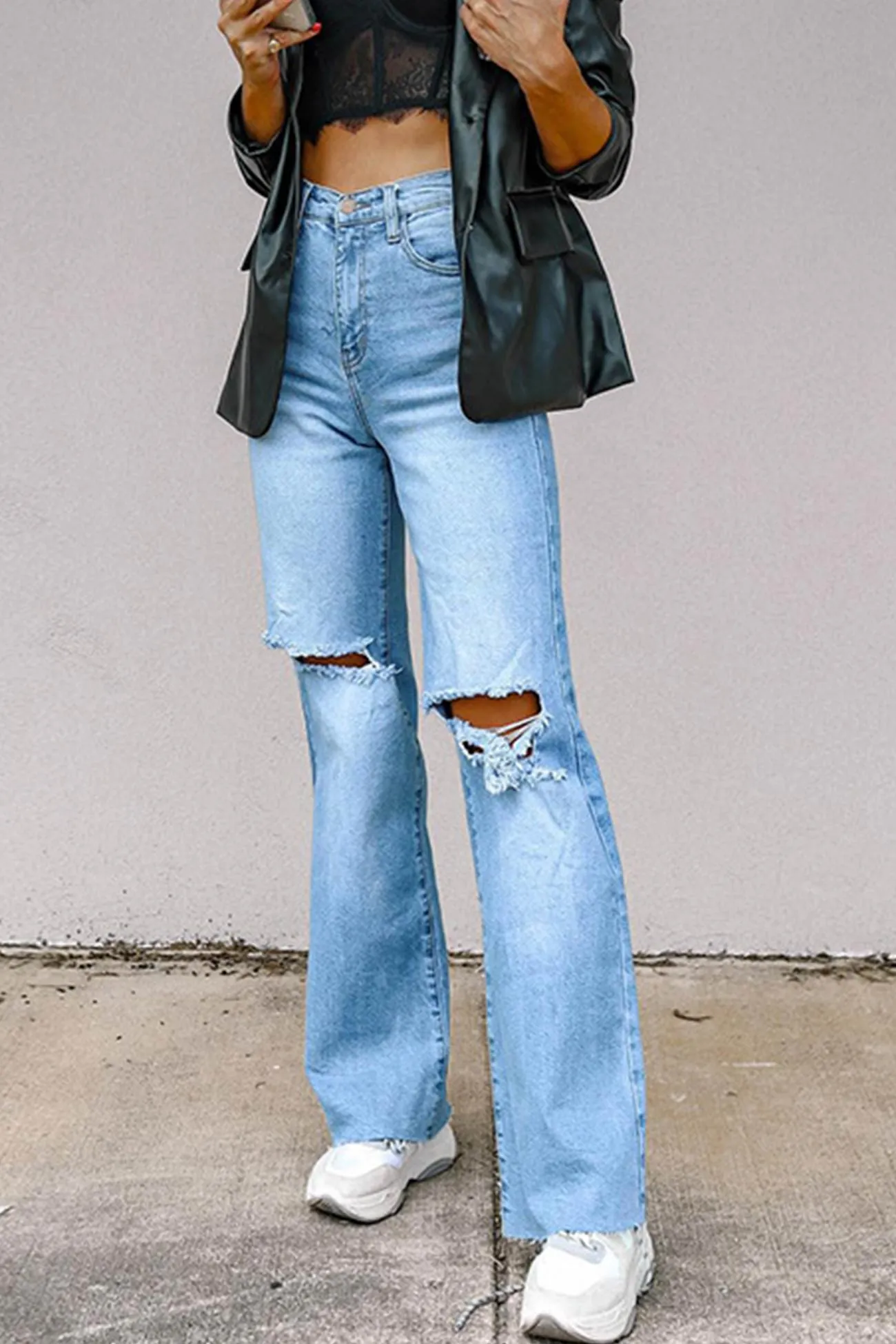 High Rise Distressed Jeans