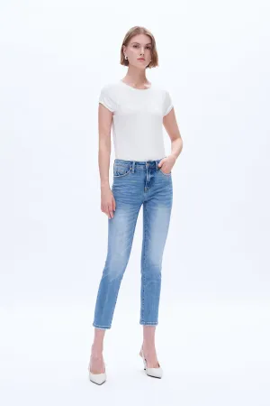 High Rise Slim Straight Denim Jeans