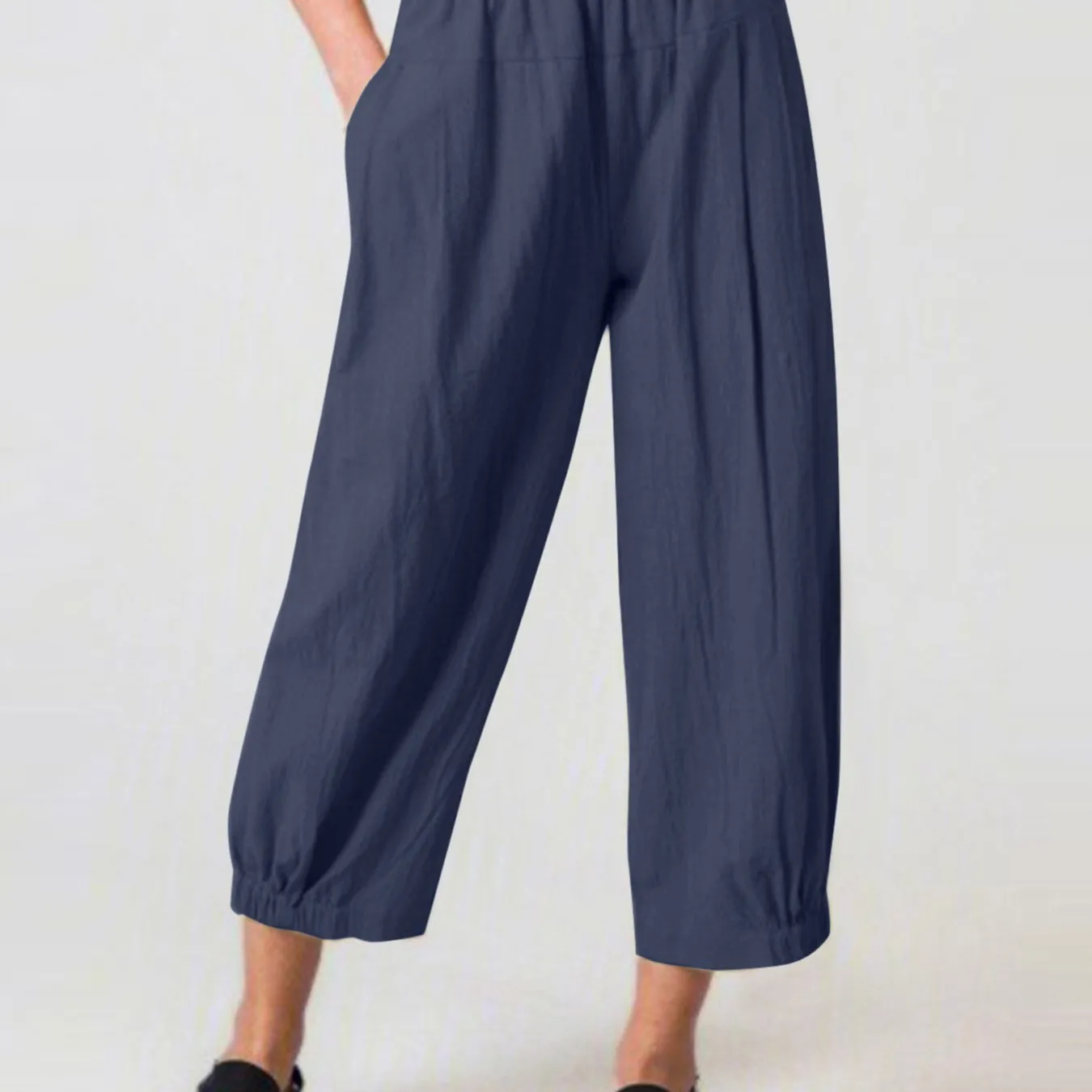 High Waist Cotton Linen Loose Fit Harem Pants