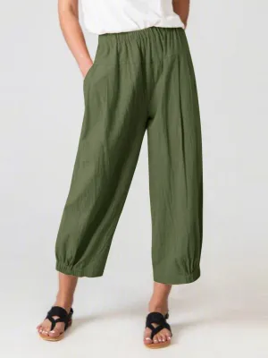 High Waist Cotton Linen Loose Fit Harem Pants