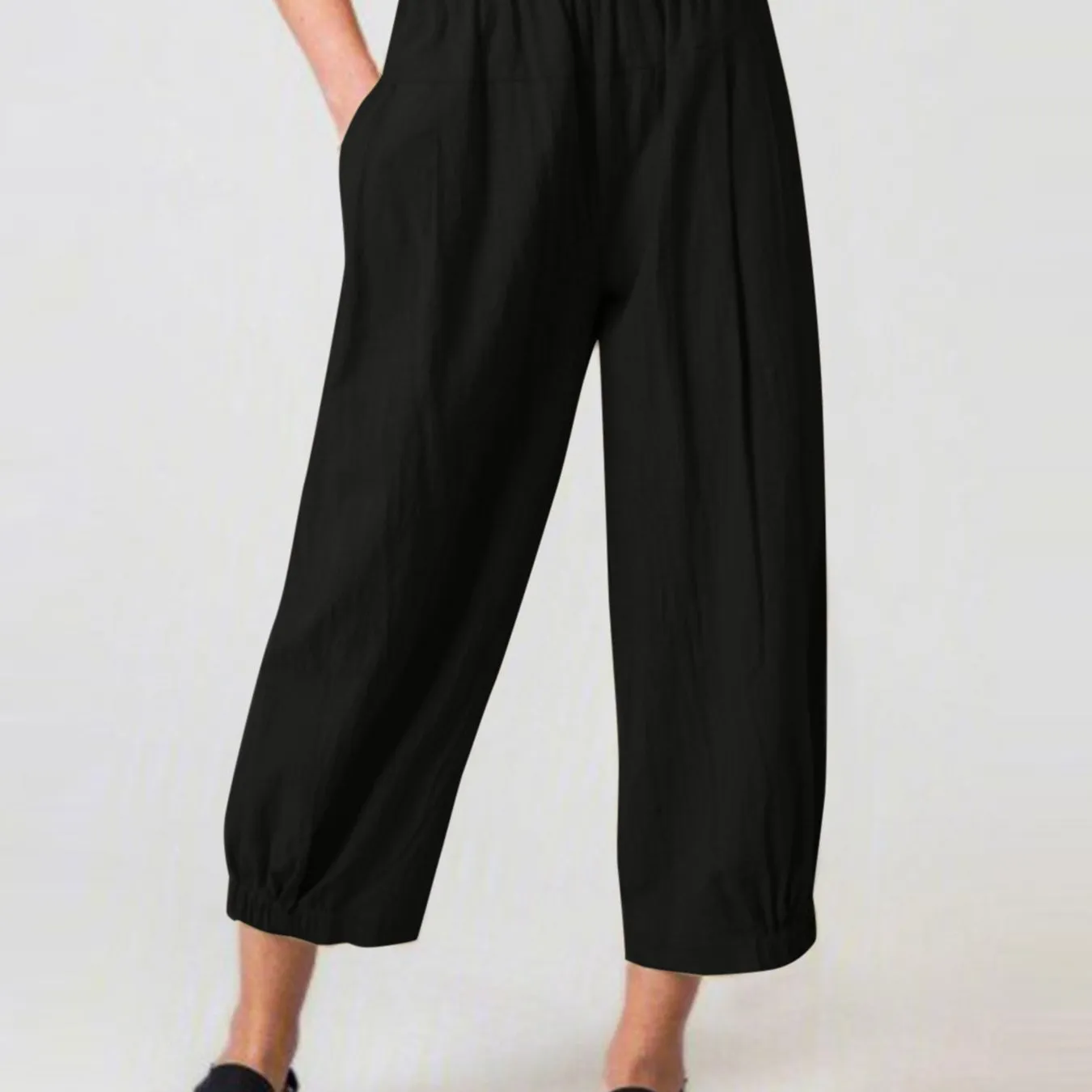 High Waist Cotton Linen Loose Fit Harem Pants