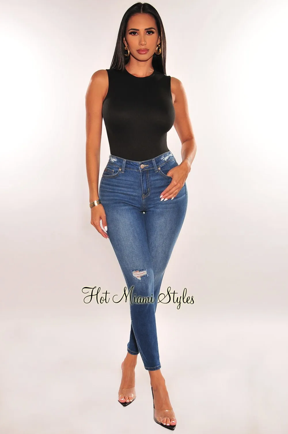 HMS Essential: Black Sleeveless Perfect Fit Double Lined Bodysuit