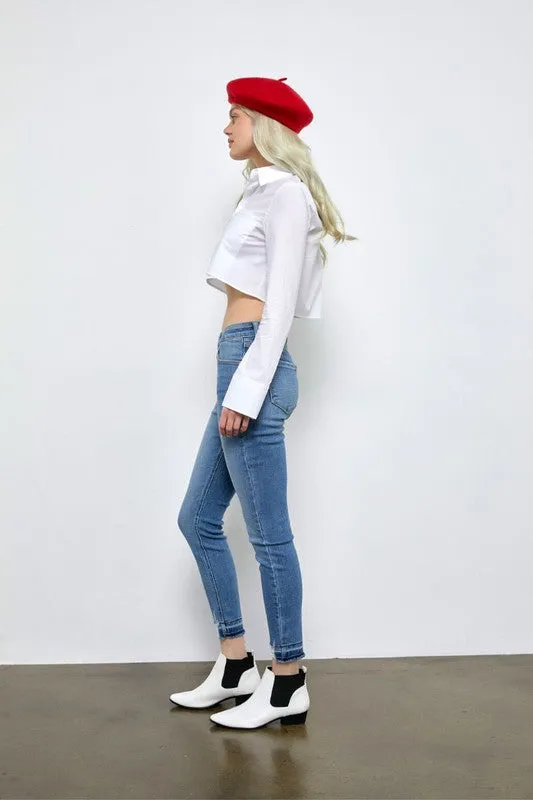 Katherine High Rise Crossover Skinny Jeans