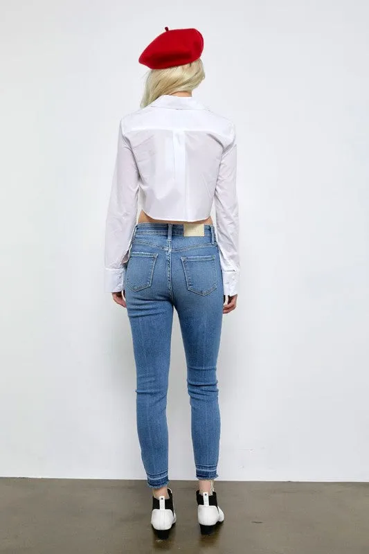 Katherine High Rise Crossover Skinny Jeans