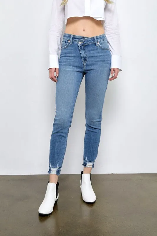 Katherine High Rise Crossover Skinny Jeans