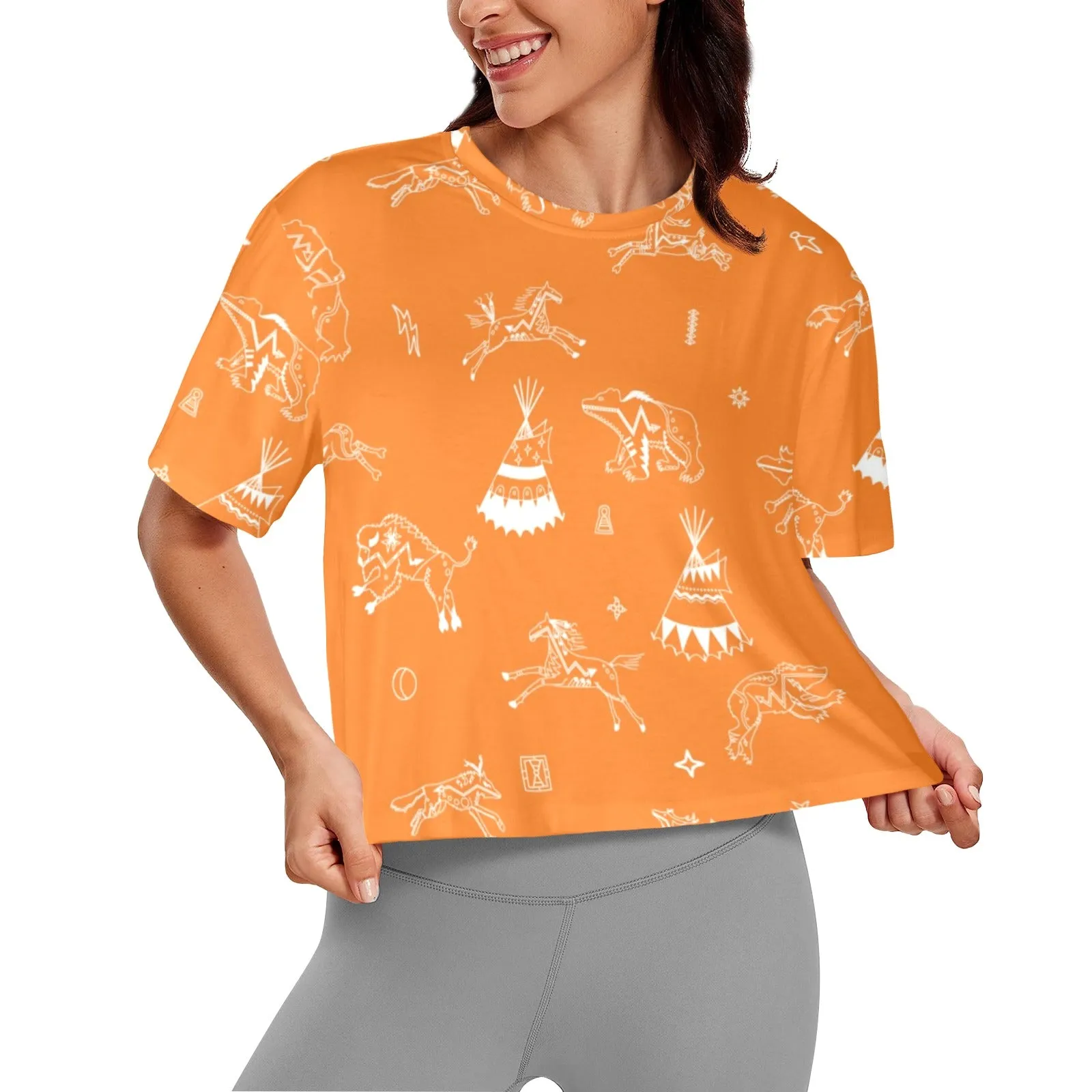 Ledger Dables Orange Women's Cropped T-shirt