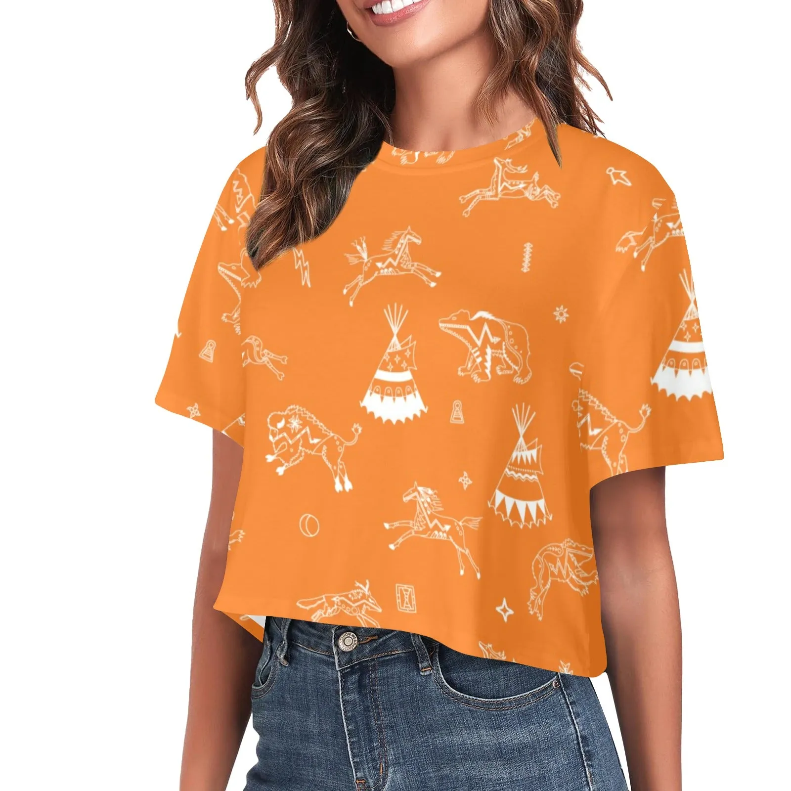 Ledger Dables Orange Women's Cropped T-shirt