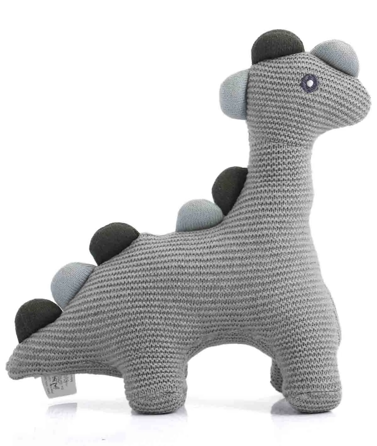 Little Dino - Light Grey Cotton Knitted Stuffed Soft Toy for Babies / Kids