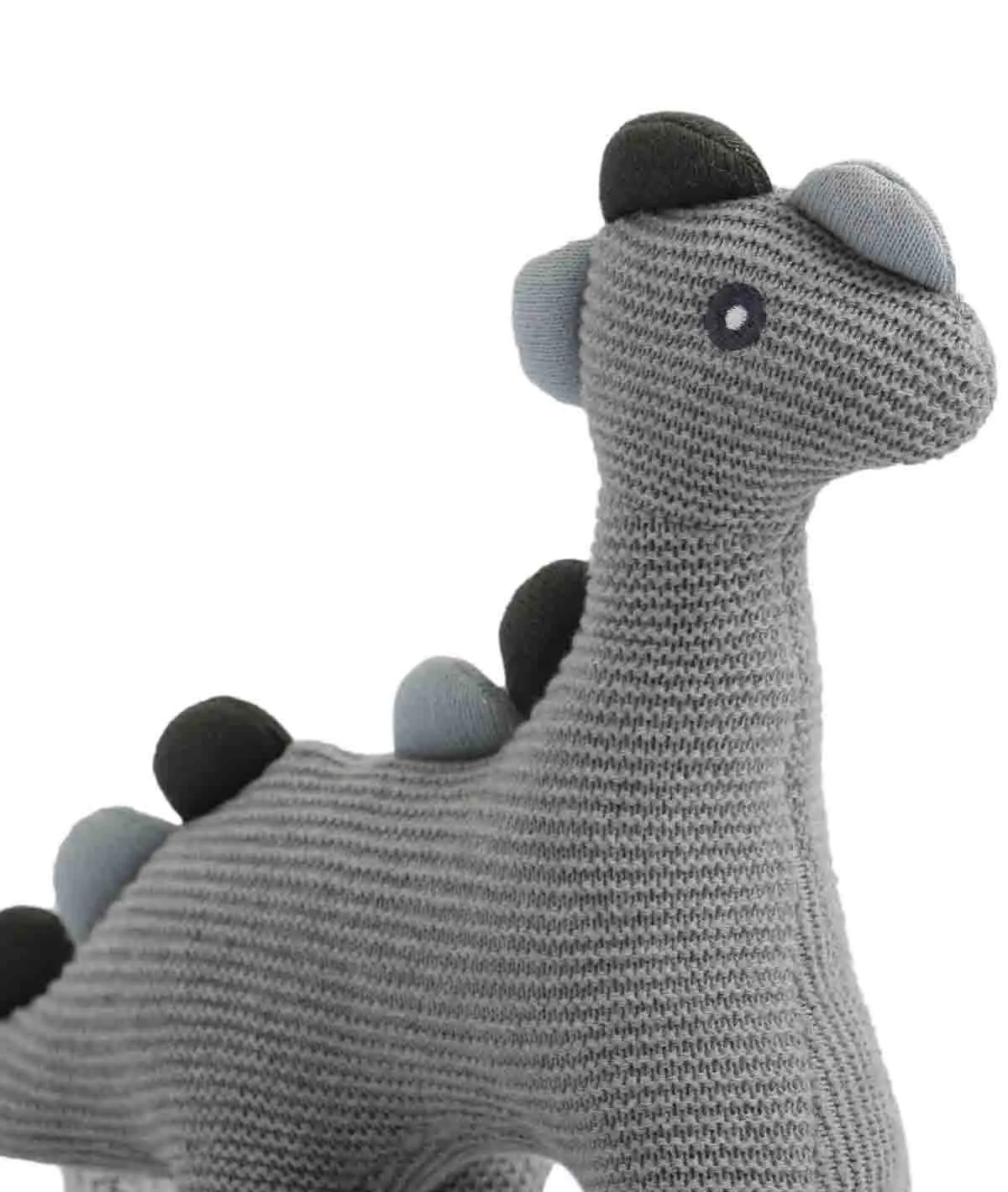 Little Dino - Light Grey Cotton Knitted Stuffed Soft Toy for Babies / Kids