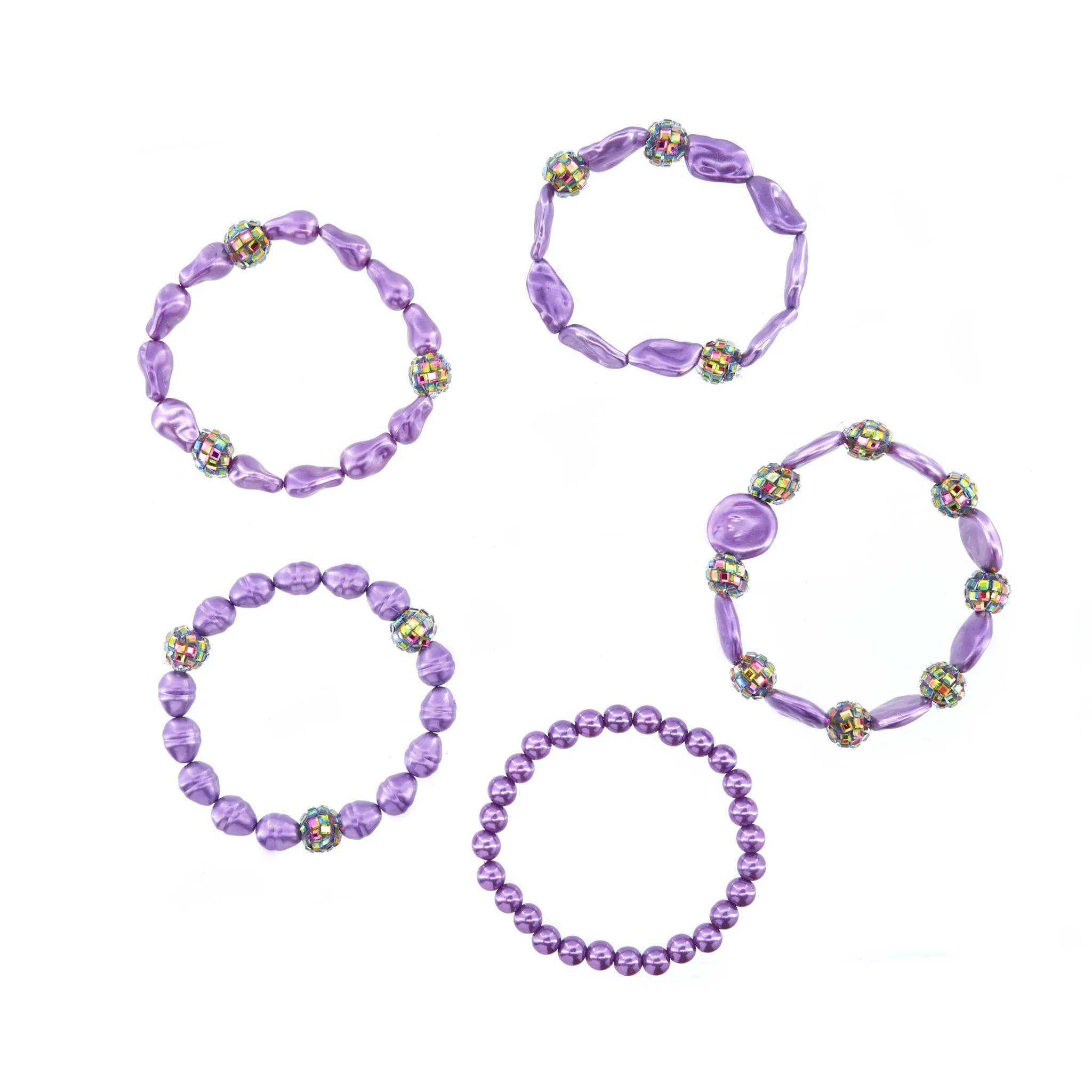 Lola Stretch Bracelet Stack - Purple/Mystic Topaz Crystal