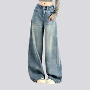 Loose fit aged pattern women's jeans