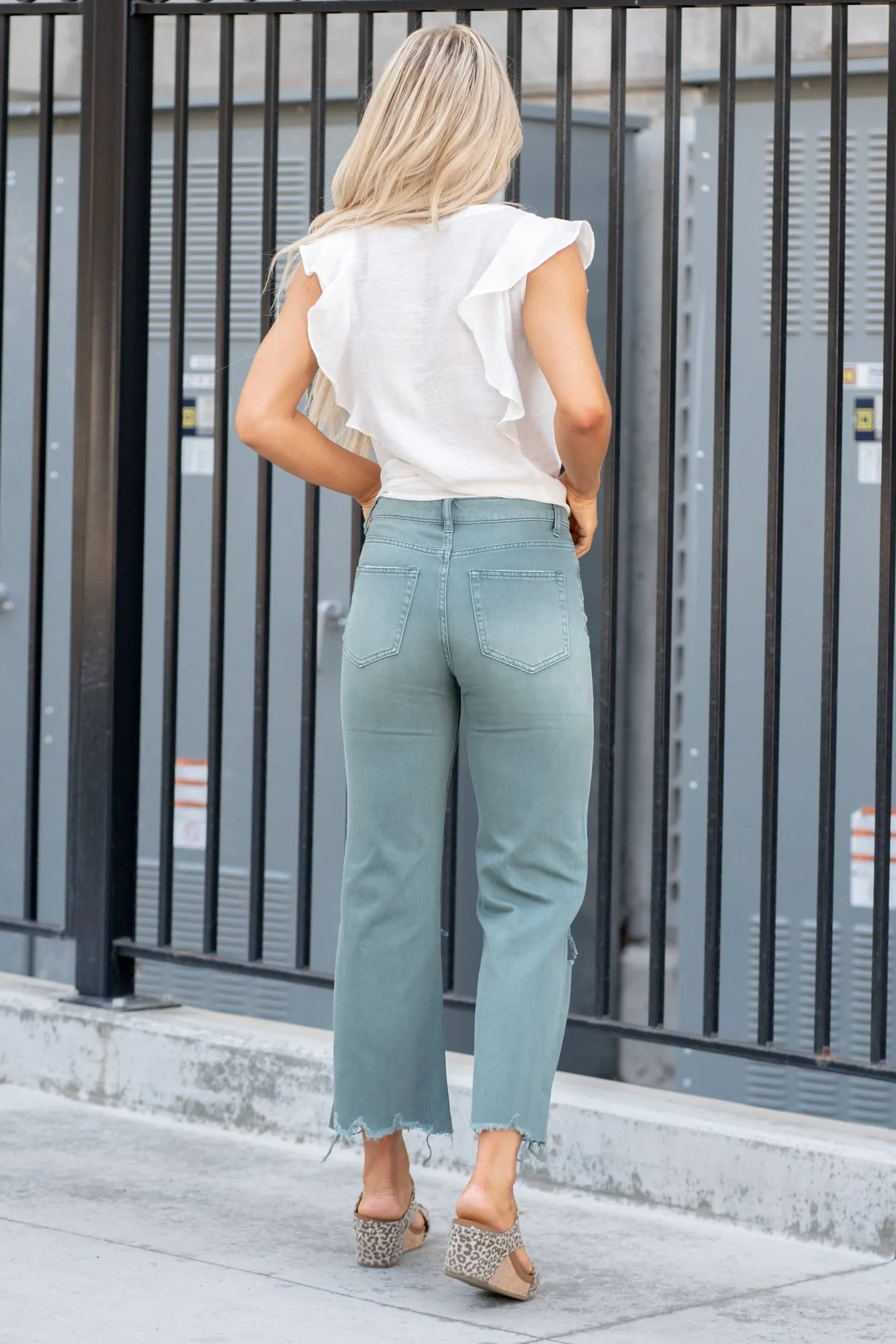 Mallard Green 90s Vintage High Rise Crop Flare