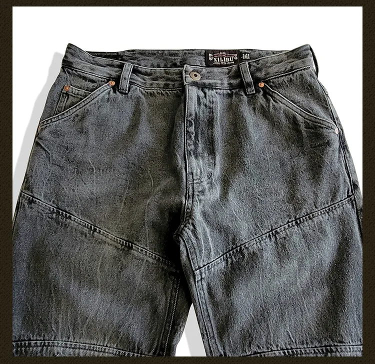 Men's Distressed Whiskers Jeans Charcoal