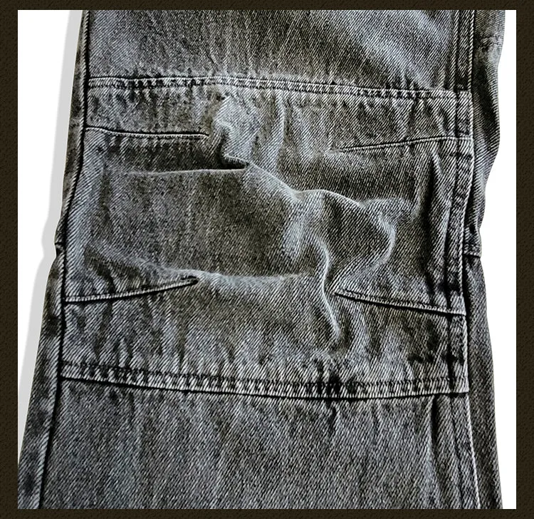 Men's Distressed Whiskers Jeans Charcoal