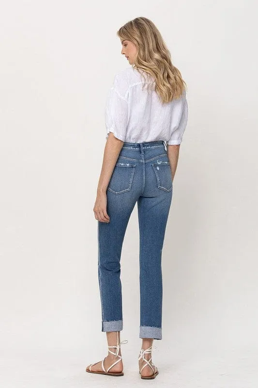 MID-RISE SINGLE CUFFED CROP SLIM STRAIGHT *Online Only*