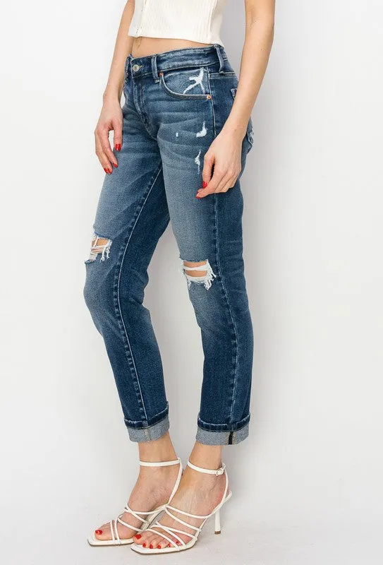 Natalia Plus Mid Rise Boyfriend Jeans