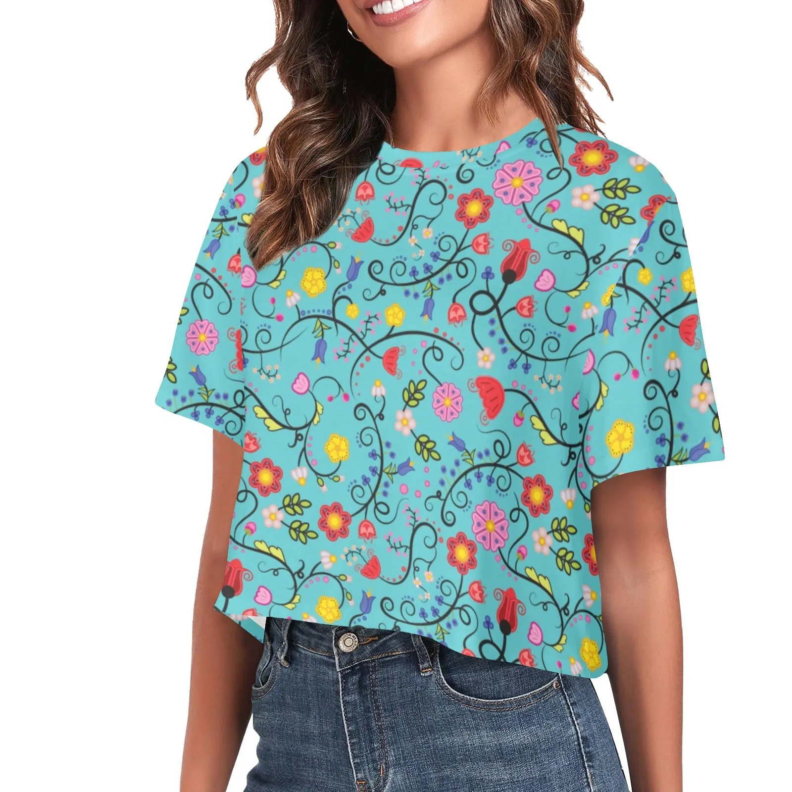 Nipin Blossom Sky Women's Cropped T-shirt