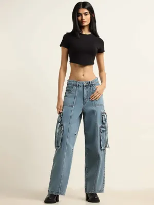 Nuon Blue Wide Leg - Fit Mid - Rise Jeans