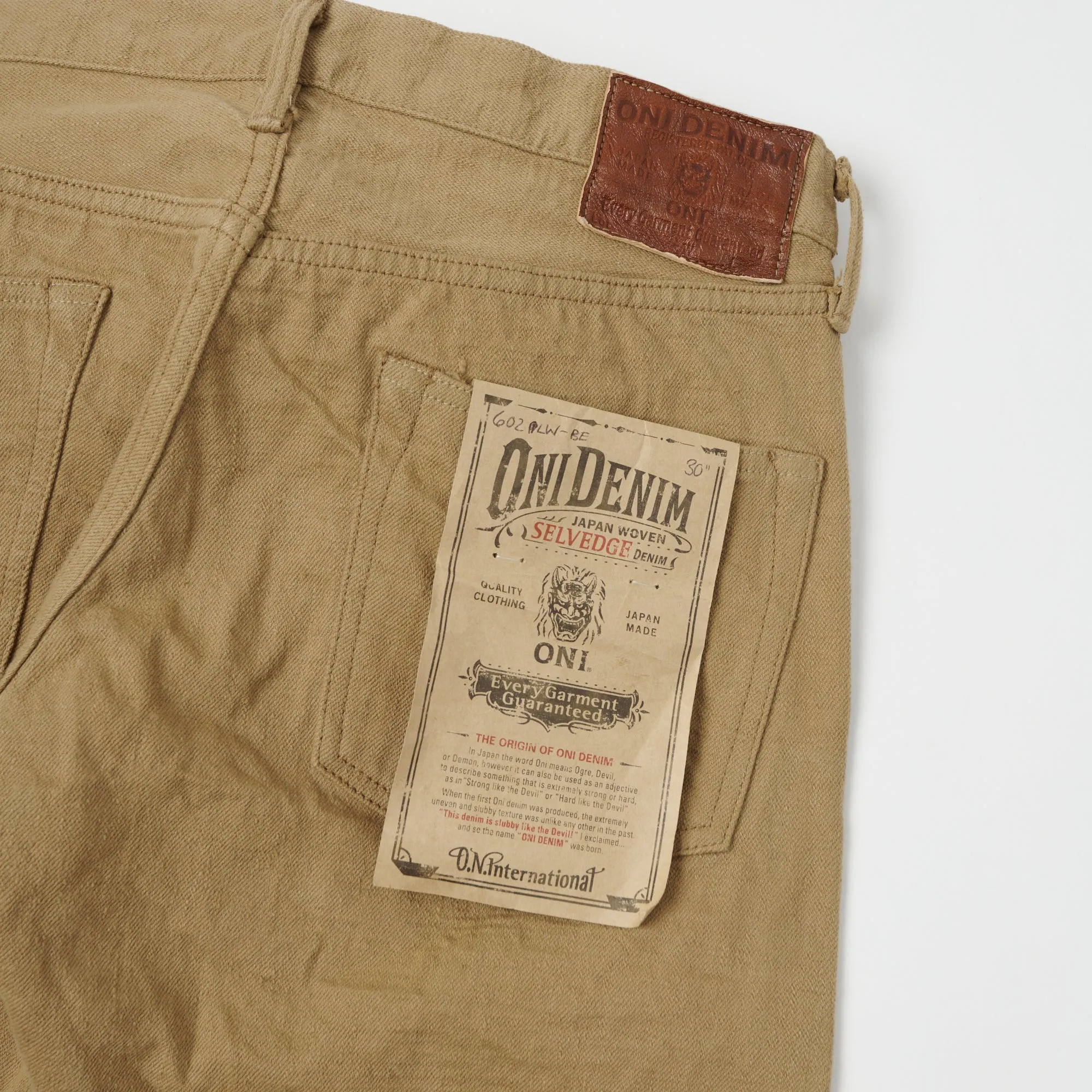 ONI 602LW-BE 'Super Low Tension Beige' 12oz Regular Tapered Jean - One Wash