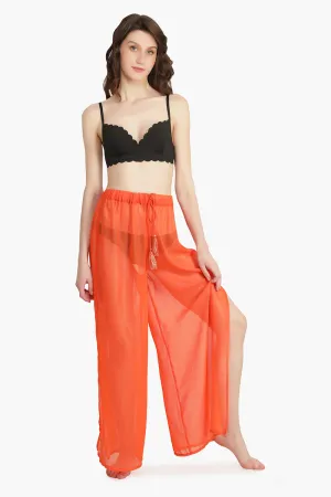 Orange Shimmer Sheer Cover Up Pants